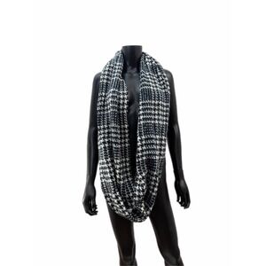 LOFT Black White Houndstooth Infinity Scarf Soft Knit‎ Loop Winter Accessory